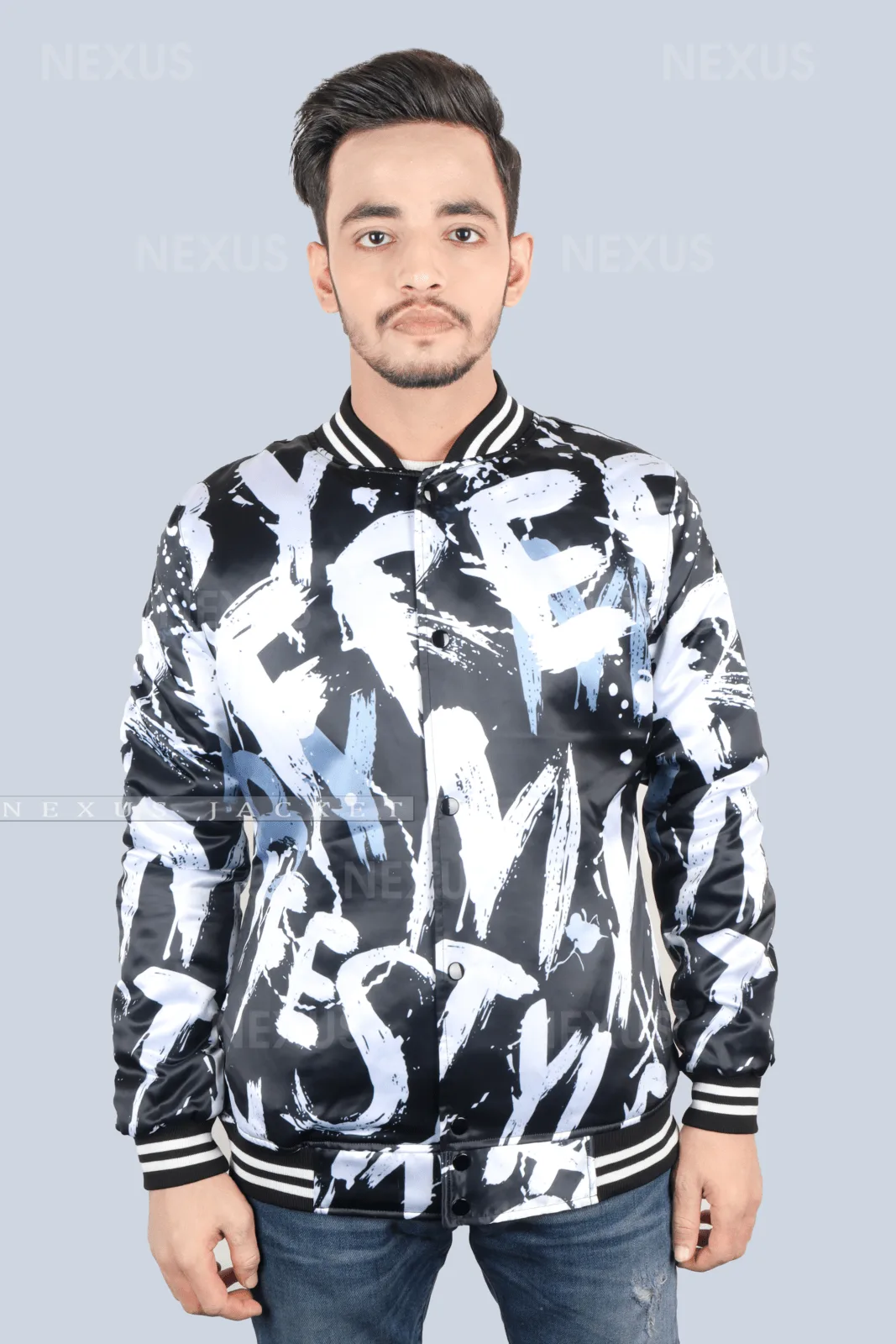 Satin Bomber Varsity Jacket Mens - Nexus Jacket