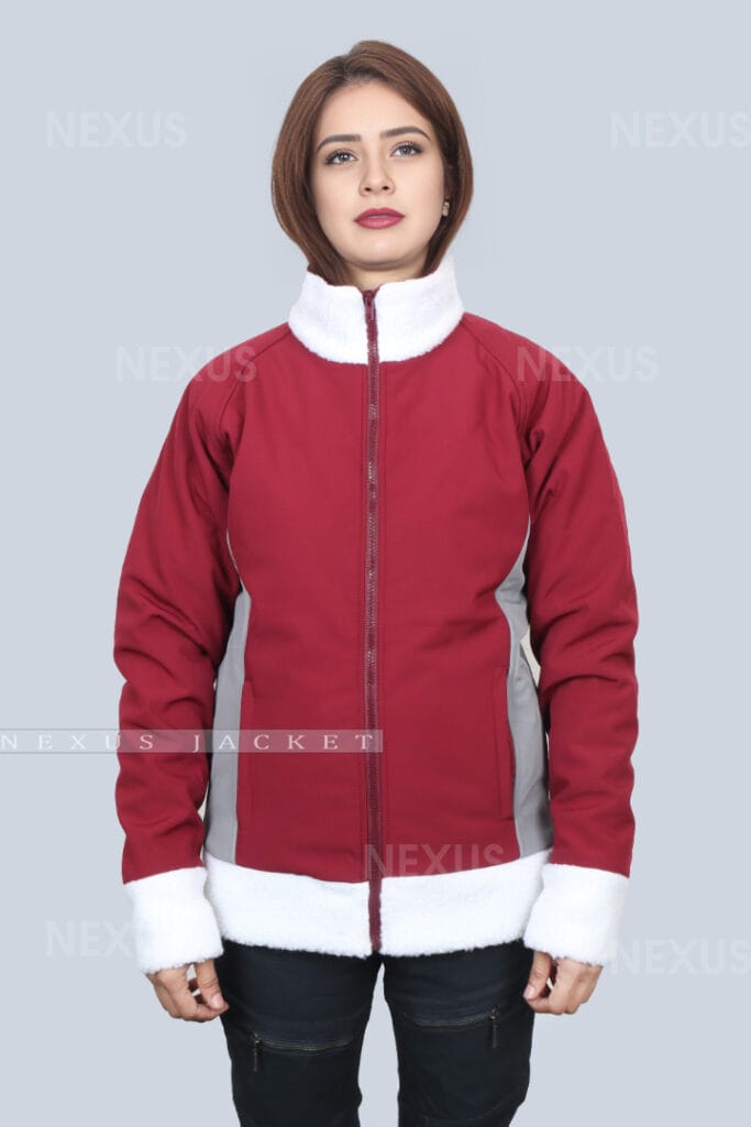 Red, Grey and white Premium Ladies Softshell Jacket