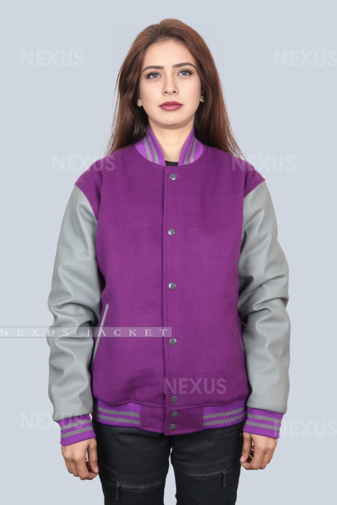 Ladies Varsity Jacket (Purple & Grey)