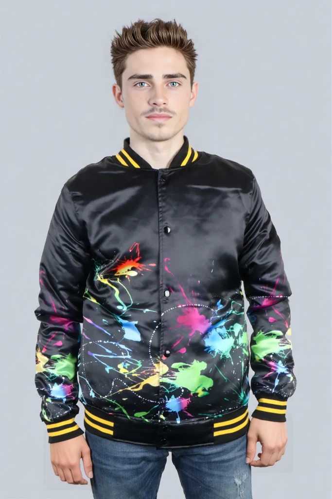 Satin varsity Sublimation Print Jacket Mens