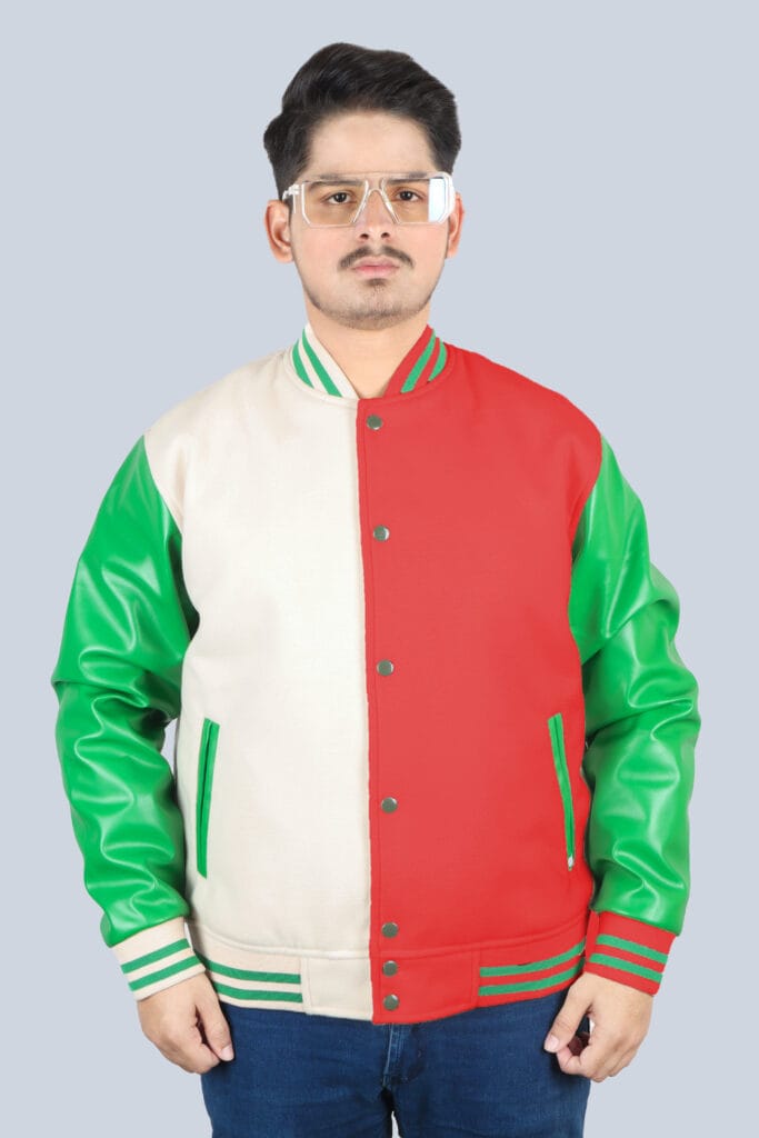 Two Tone Wool Varsity Jacket