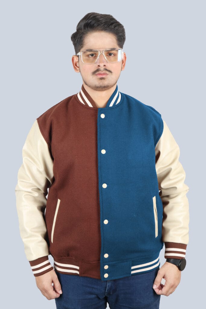Two Tone Wool Varsity Jacket