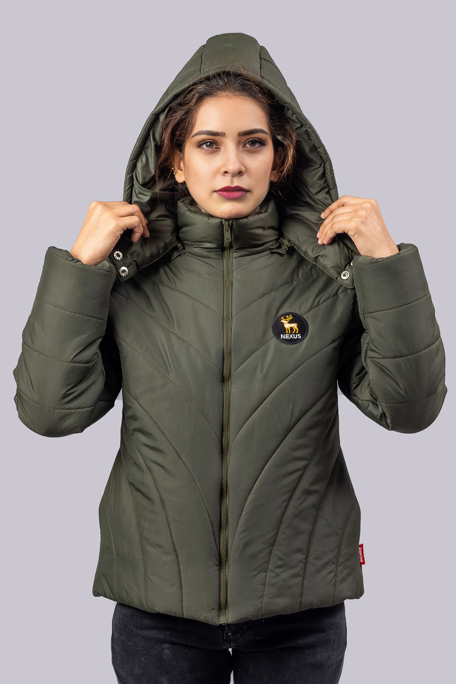 Olive Woman Puffer Jacket