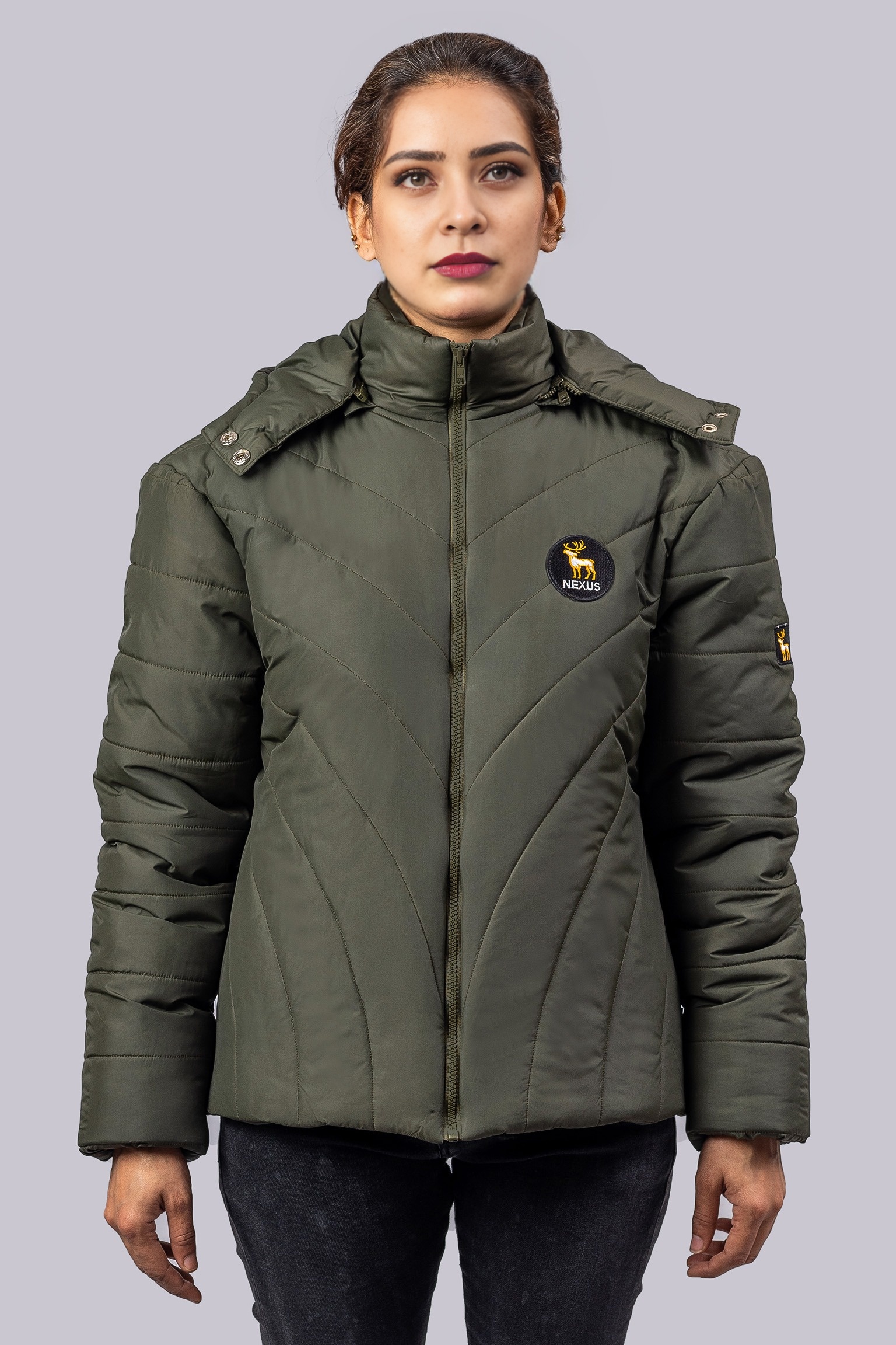 Olive Woman Puffer Jacket