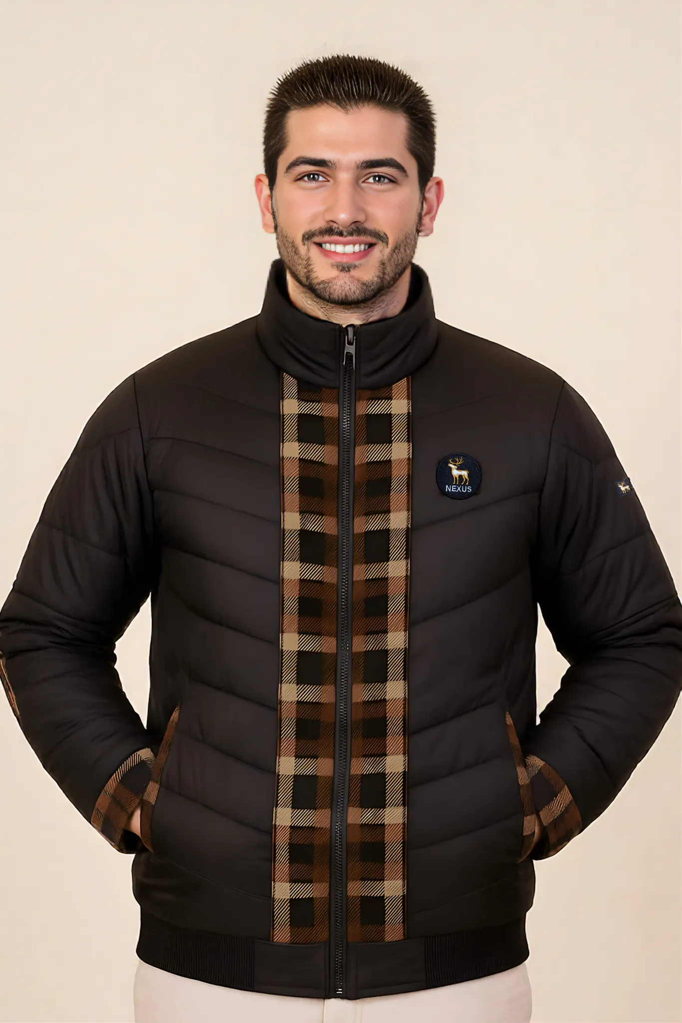 black-full-sleeve-jacket-with-yellow-check-accents