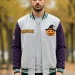 Custom Halloween Varsity Jacket - Jack-o'-Lantern & Honeybee