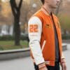 Custom Orange & White Varsity Jacket - Halloween Edition