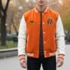 Spooky Season Custom Orange & Black Varsity Jacket