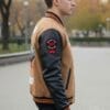 Heritage-Tan-Melton-Wool-Varsity-Jacket-with-Cowhide-Sleeves