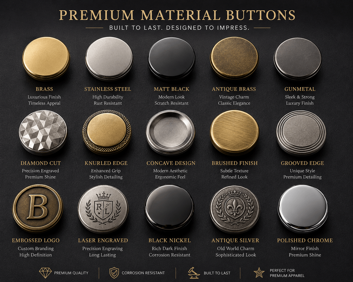 Premium Metal Buttons