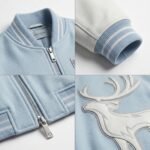Custom Ice Blue Melton Wool Varsity Jacket Men Genuine Leather Sleeves Minimalist Luxury Letterman Coat B2B Nexus Jacket view 4