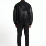 Custom Luxury Men Varsity Jacket 28oz Melton Wool Genuine Leather Sleeves Oversized Streetwear Letterman Coat OEM Custom Logo view 2