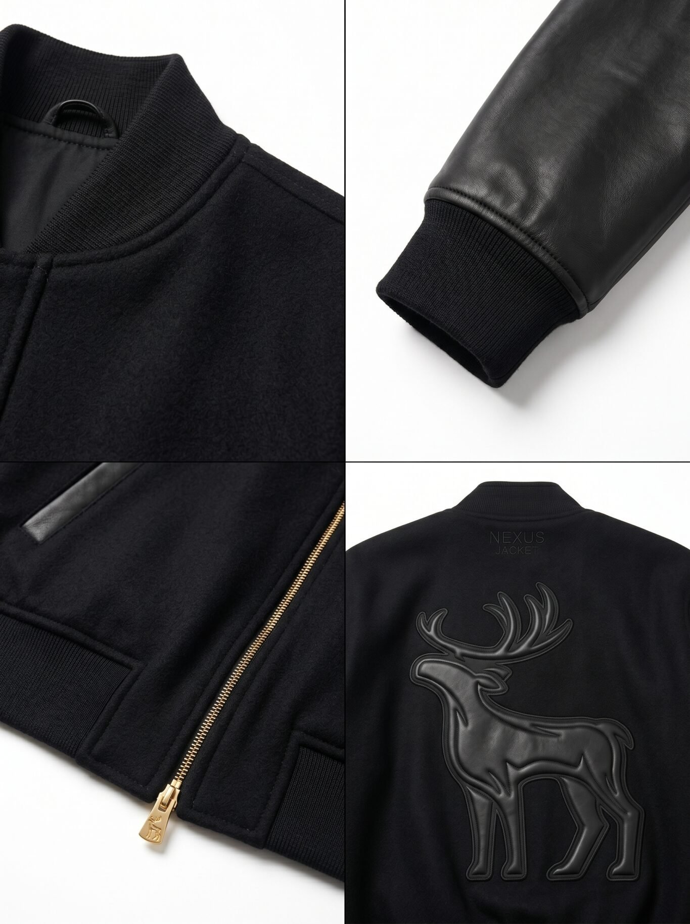 Custom Luxury Men Varsity Jacket 28oz Melton Wool Genuine Leather Sleeves Oversized Streetwear Letterman Coat OEM Custom Logo view 4