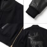 Custom Luxury Men Varsity Jacket 28oz Melton Wool Genuine Leather Sleeves Oversized Streetwear Letterman Coat OEM Custom Logo view 4
