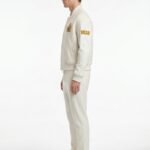 Custom Luxury Pearl White Wool Cashmere Leather Sleeve Varsity Jacket Men High Fashion Minimal Bomber Blank Outerwear OEM view 3