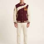 Custom Melton Wool Varsity Jacket Genuine Cowhide Leather Sleeves Asymmetric Color Block Men's Streetwear Bomber Jacket OEM