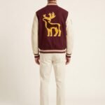 Custom Melton Wool Varsity Jacket Genuine Cowhide Leather Sleeves Asymmetric Color Block Men's Streetwear Bomber Jacket OEM view 2