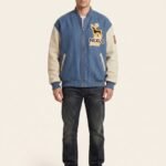 Custom Men's Asymmetric Varsity Jacket 24oz Wool Body Genuine Suede Leather Sleeves Streetwear Bomber Jacket OEM Manufacturer