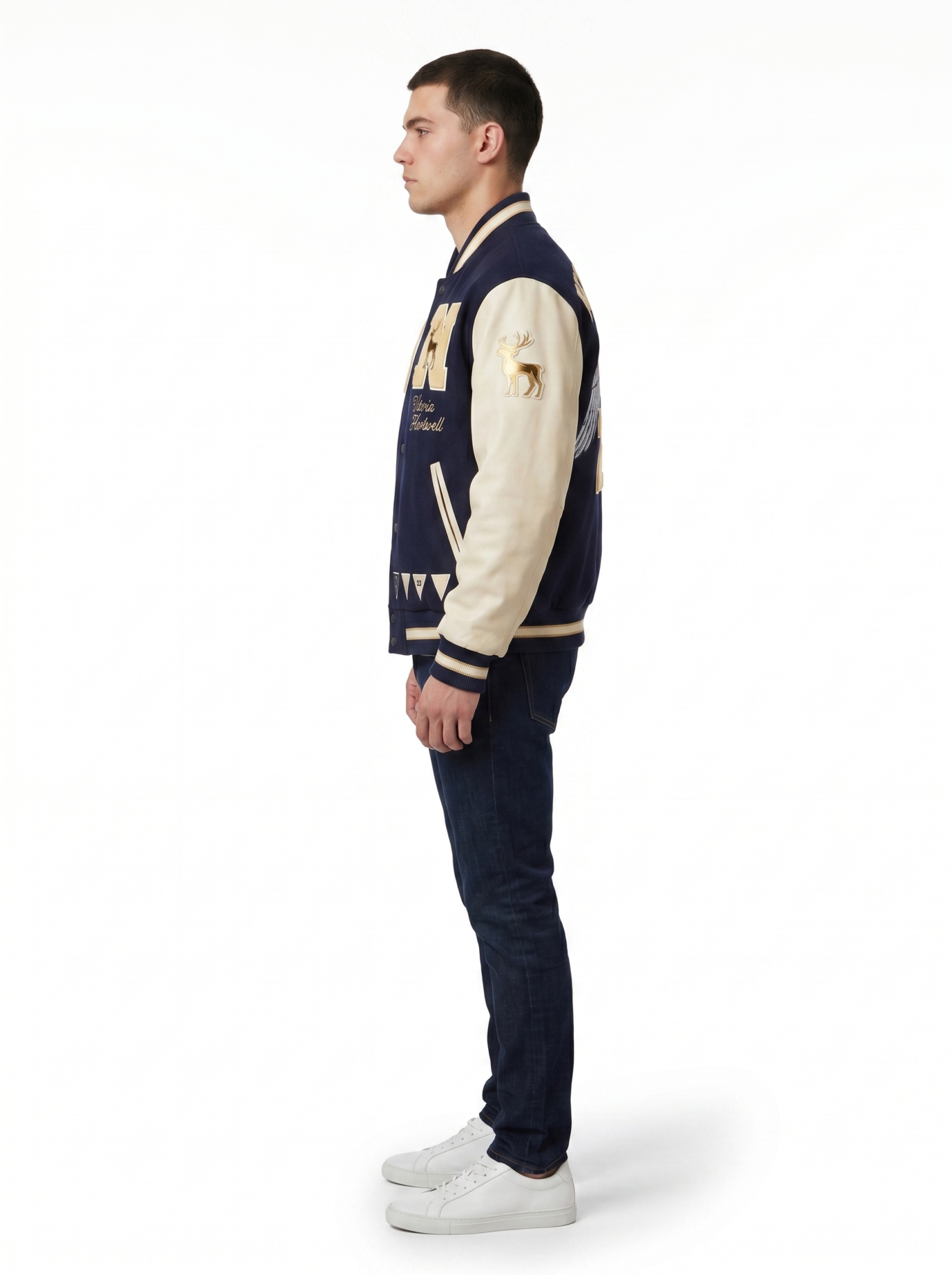 Custom Men's Wool Leather Varsity Jacket Heavyweight Embroidered Letterman Baseball Coat College High School OEM ODM view 3