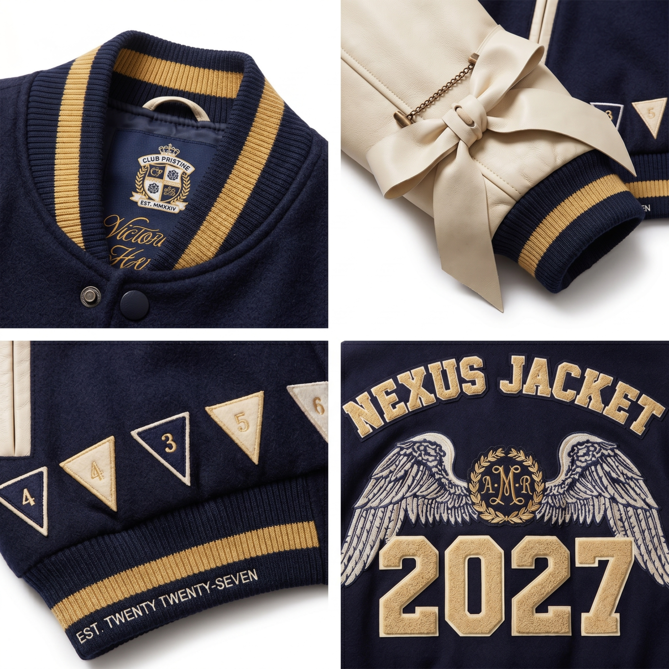 Custom Men's Wool Leather Varsity Jacket Heavyweight Embroidered Letterman Baseball Coat College High School OEM ODM view 4