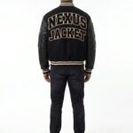 Custom Premium Black Wool Genuine Leather Sleeves Varsity Jacket Men Heavyweight Chenille Embroidery Letterman Baseball Coat OEM view 2