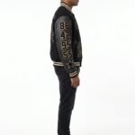 Custom Premium Black Wool Genuine Leather Sleeves Varsity Jacket Men Heavyweight Chenille Embroidery Letterman Baseball Coat OEM view 3