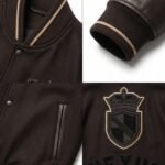 Custom Ultra Luxury Varsity Jacket Men Cashmere Wool Body Lambskin Leather Sleeve Oversized Streetwear Bomber Jacket OEM Factory view 4