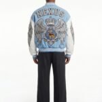 Luxury Custom Wool Melton Leather Varsity Jacket Oversized Men Heavyweight Letterman Coat Maximalist Embroidery OEM Factory view 2