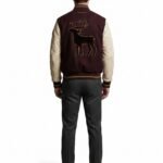Premium Heavyweight Wool Melton Cream Lambskin Leather Sleeves Luxury Varsity Jacket Men Custom Embroidery OEM Sialkot Supplier view 2