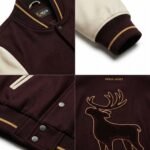 Premium Heavyweight Wool Melton Cream Lambskin Leather Sleeves Luxury Varsity Jacket Men Custom Embroidery OEM Sialkot Supplier view 4