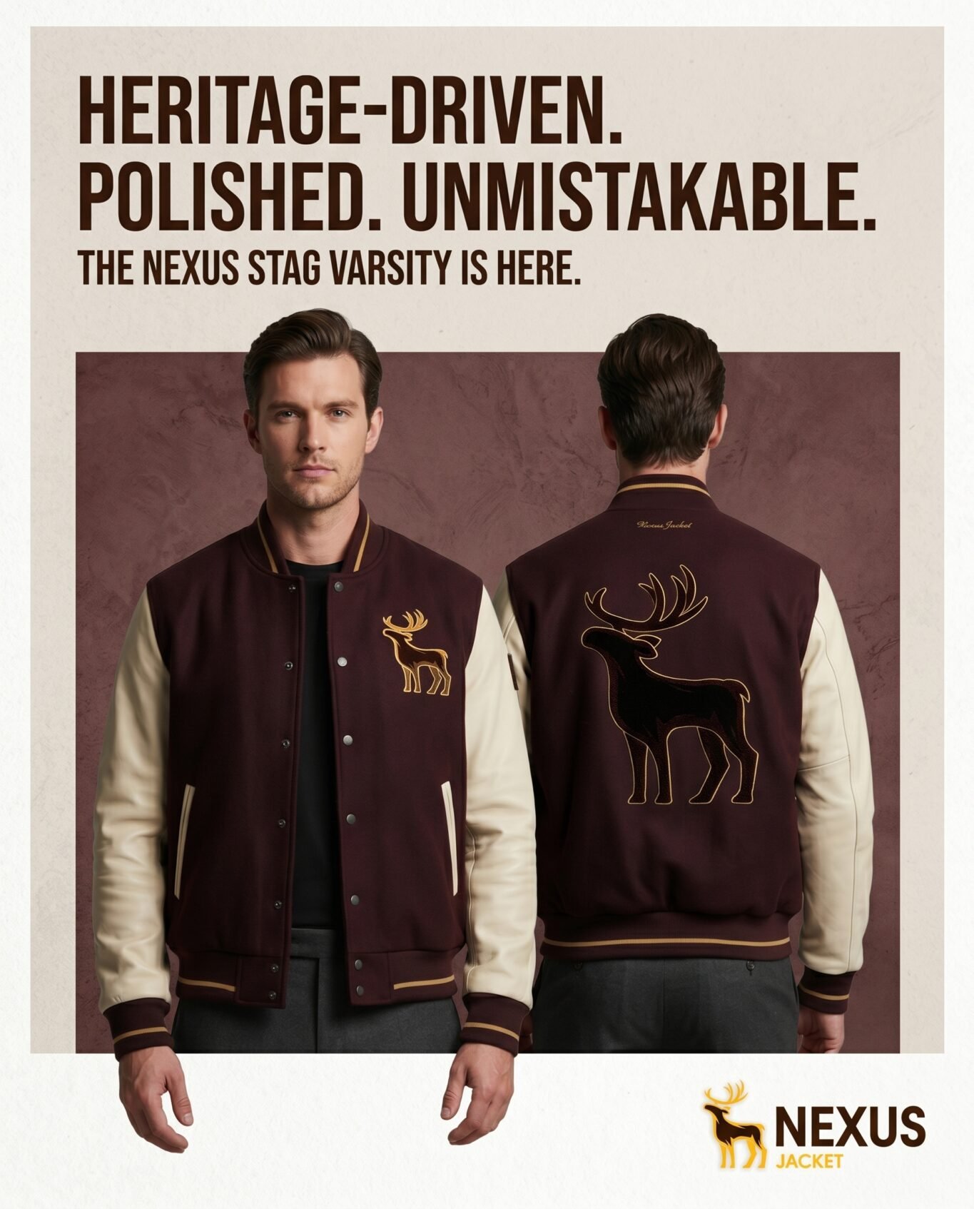 Premium Heavyweight Wool Melton Cream Lambskin Leather Sleeves Luxury Varsity Jacket Men Custom Embroidery OEM Sialkot Supplier view 5