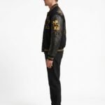 Premium High End Custom Logo Melton Wool Varsity Jacket Genuine Leather Sleeves Luxury Heavyweight Streetwear Bomber Jacket OEM view 3