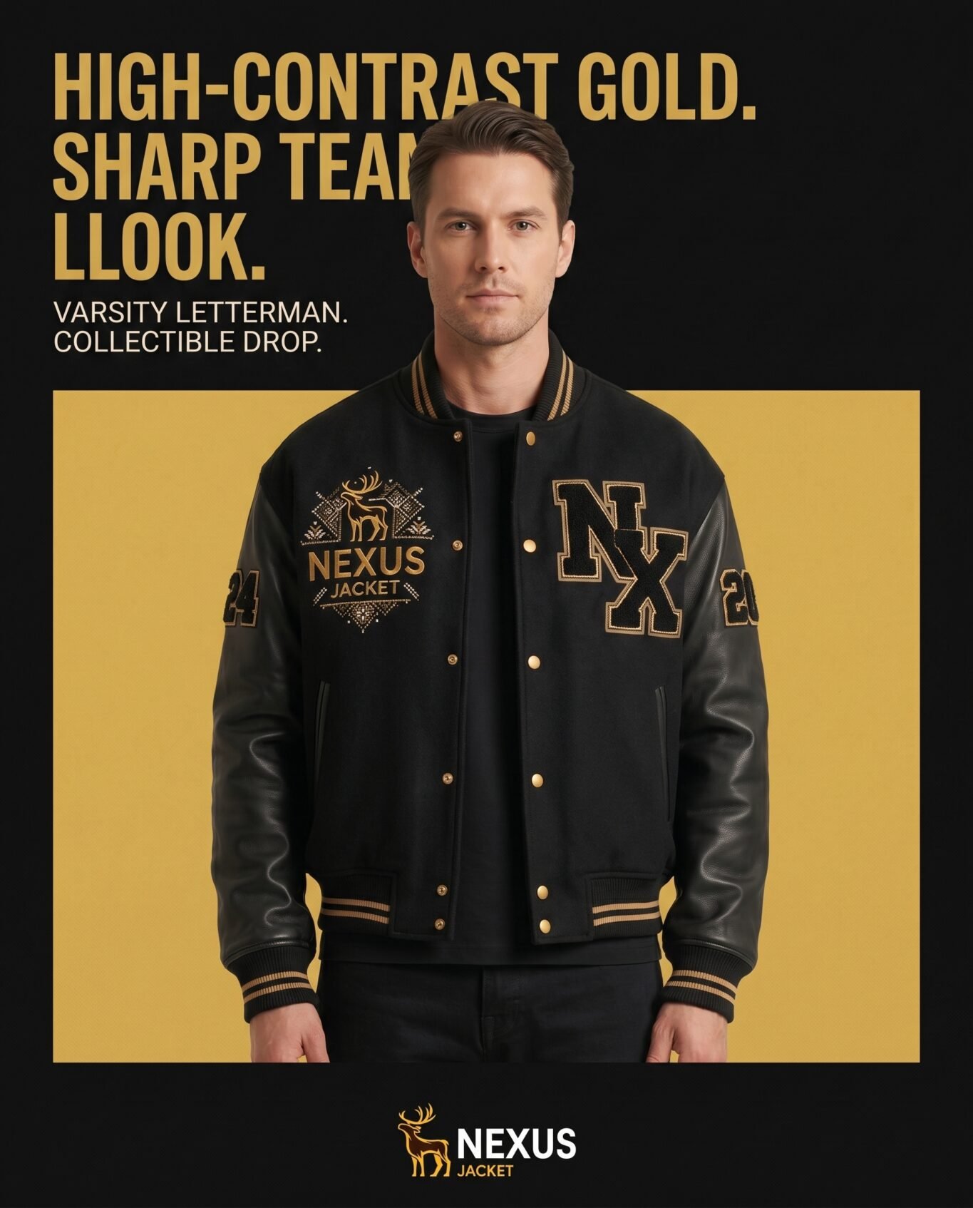 Premium High End Custom Logo Melton Wool Varsity Jacket Genuine Leather Sleeves Luxury Heavyweight Streetwear Bomber Jacket OEM view 5