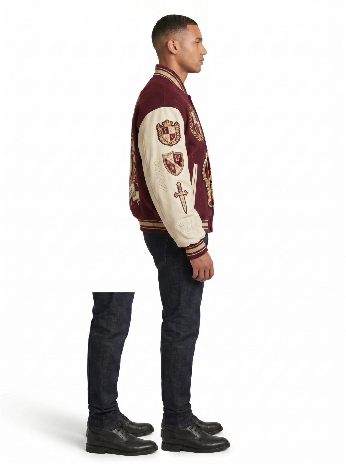 Premium Oversized Luxury Men's Leather Varsity Jacket Heavyweight Wool Chenille Embroidery Custom Logo Streetwear Nexus Jacket view 3