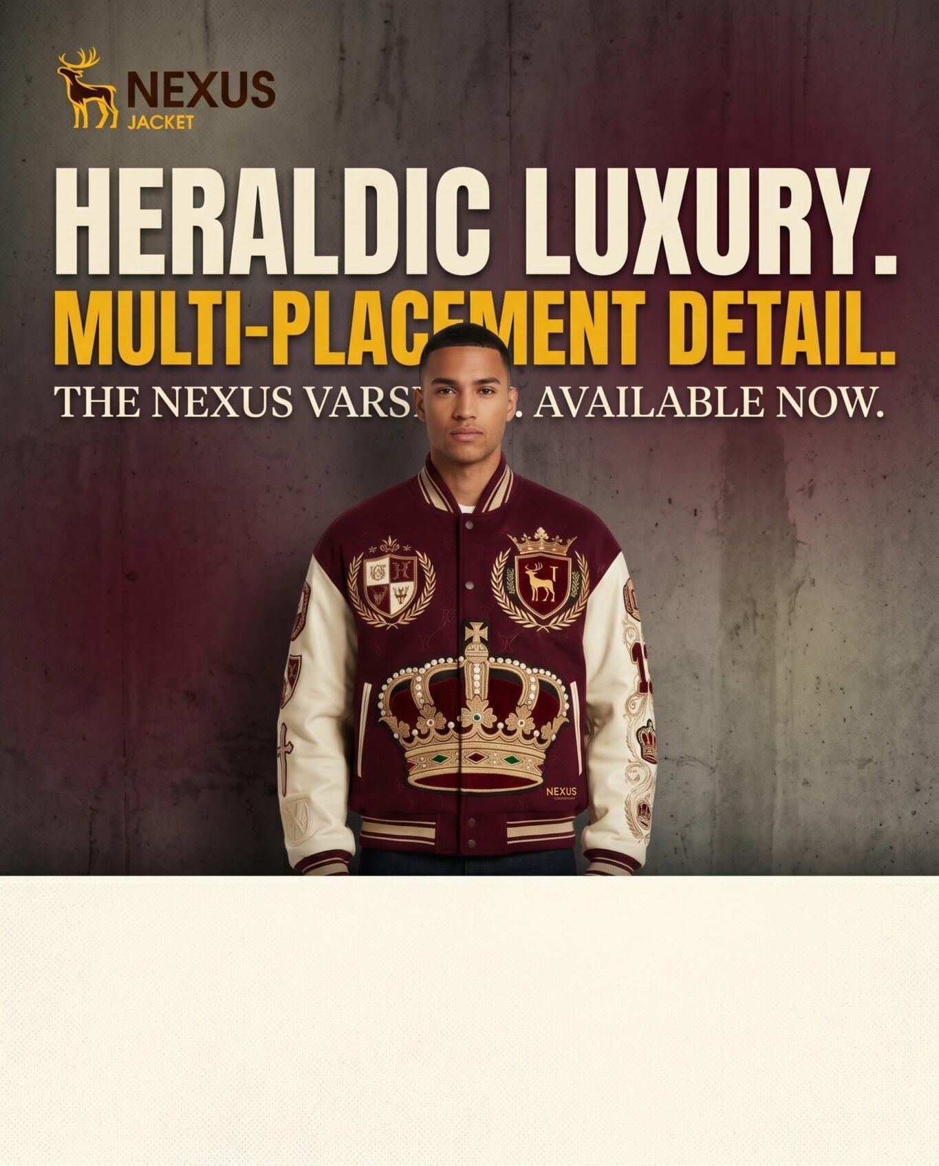 Premium Oversized Luxury Men's Leather Varsity Jacket Heavyweight Wool Chenille Embroidery Custom Logo Streetwear Nexus Jacket view 5