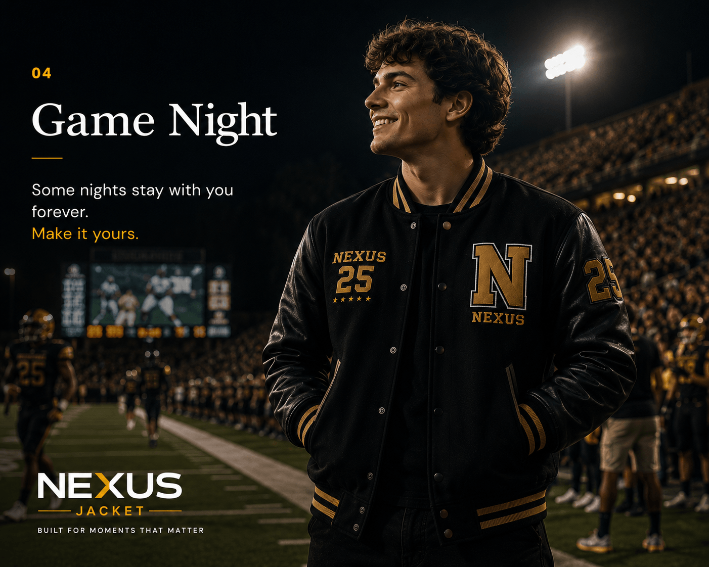 Varsity jacket worn during game night