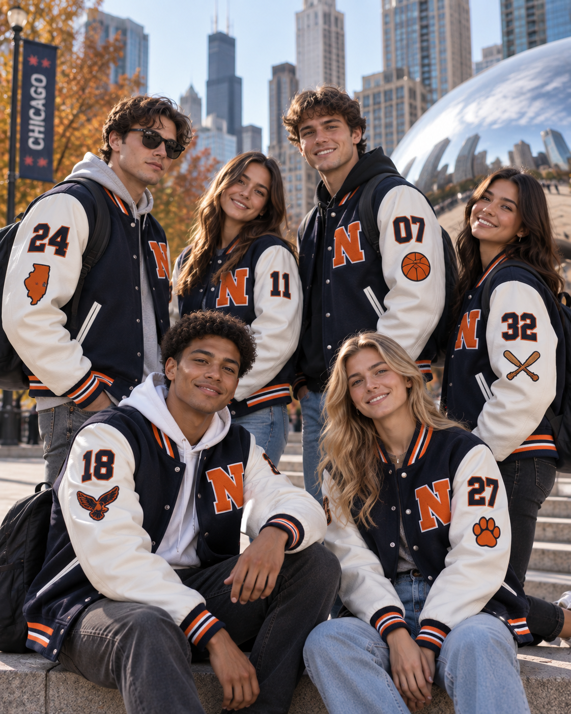 Chicago Illinois skyline for custom varsity jacket customers